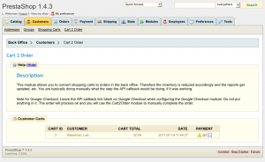 Prestashop Cart2Order Module on 1.4.3